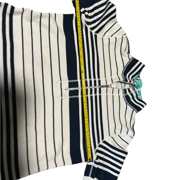 Tommy Bahama Knit Pullover 1/2 Zip Long Sleeve Blue White Stripe Floral Tropical - Picture 10 of 15